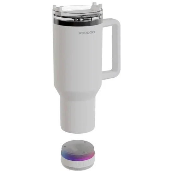 Porodo Lifestyle HydroTunes Bluetooth Speaker Tumbler With High-Quality Sound _ White